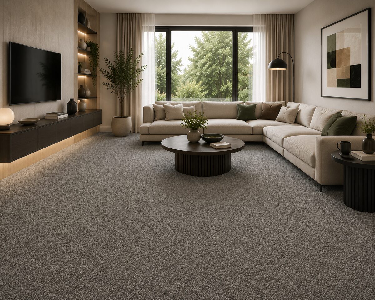 Soft gray carpet installed in a living room