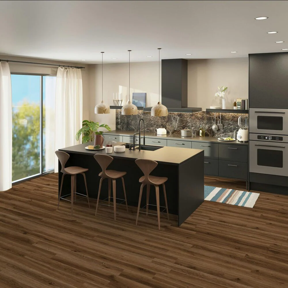 Luxury vinyl plank flooring in a kitchen
